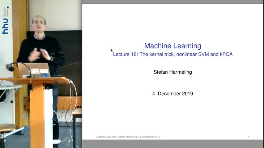 Machine Learning 18 Kernel trick and Nonlinear SVM 2019/20