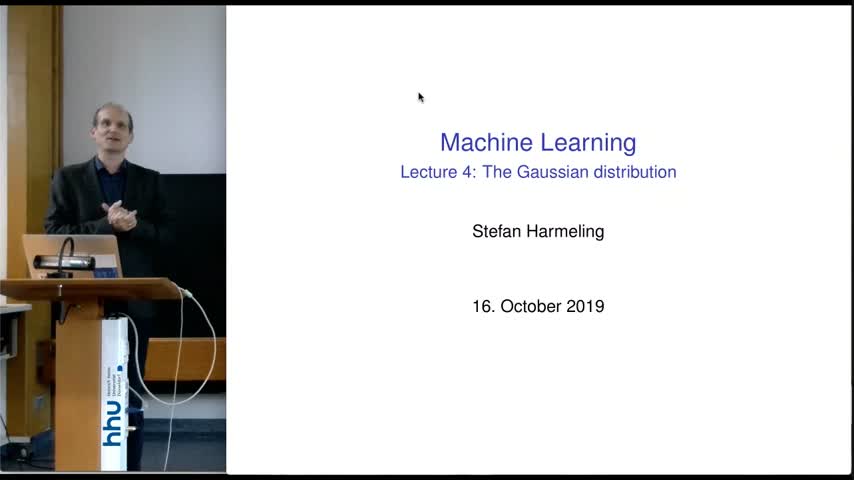 Machine Learning 04 Gaussian distribution 2019/20