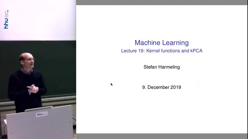 Machine learning 19 Kernel functions and feature space 2019/20