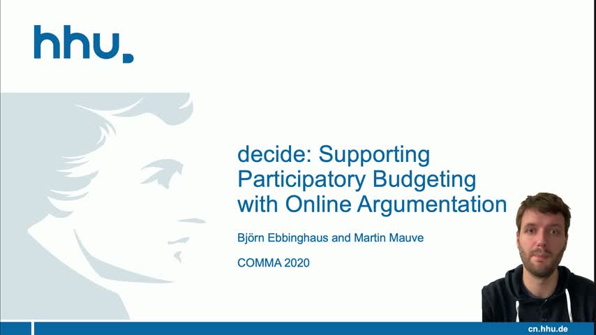decide: Supporting Participatory Budgeting with Online Argumentation | Demo | COMMA 2020