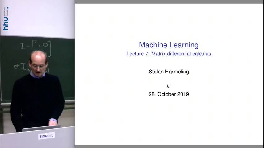 Machine Learning 07 Matrix Differential Calculus 2019/20