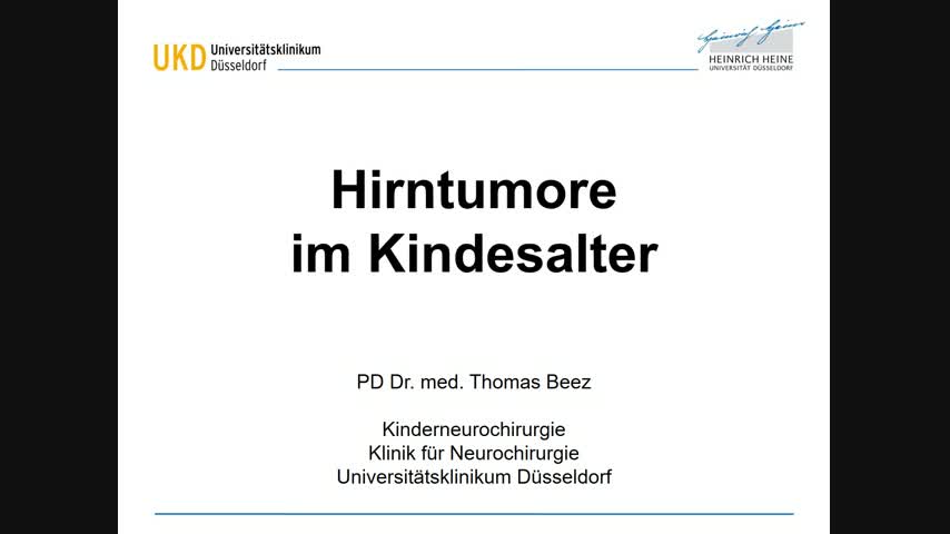 Hirntumore im Kindesalter Screencast - PD Dr. med. Thomas Beez