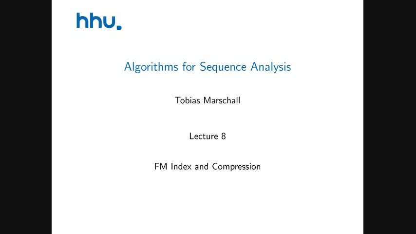 Algorithms for Sequence Analysis Lecture 08