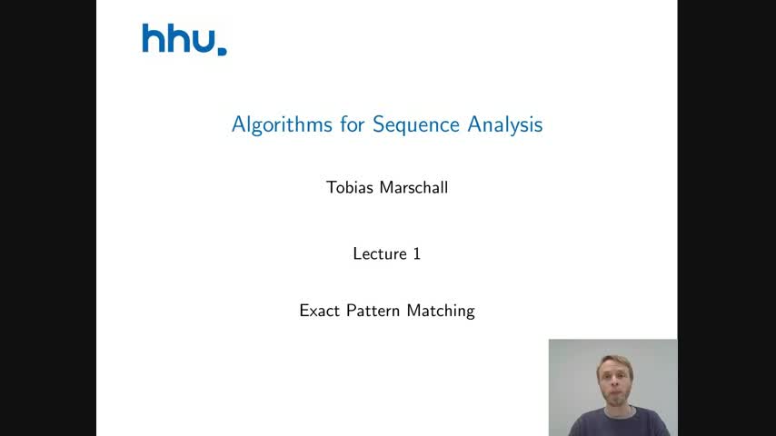 Algorithms for Sequence Analysis Lecture 01