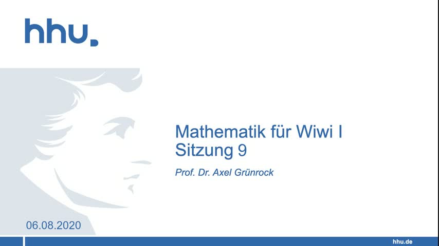 9.Vorlesung Mathe für Wiwi 1