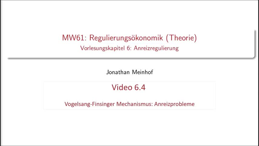 Vorlesung 6.4 - MW61 (Regulierungsökonomik) Kurs 1