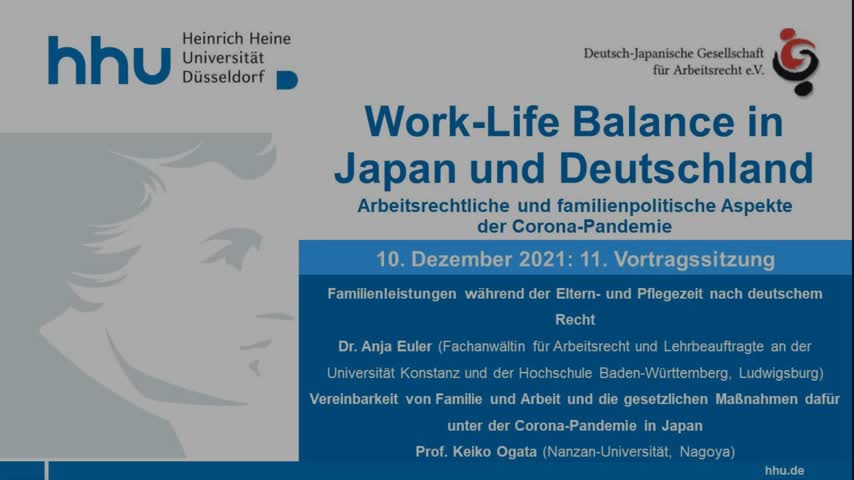 11 Familienleistungen während der Eltern- und Pflegezeit nach deutschem Recht & Vereinbarkeit von Familie und Arbeit und die gesetzlichen Maßnahmen dafür unter der Corona-Pandemie in Japan
