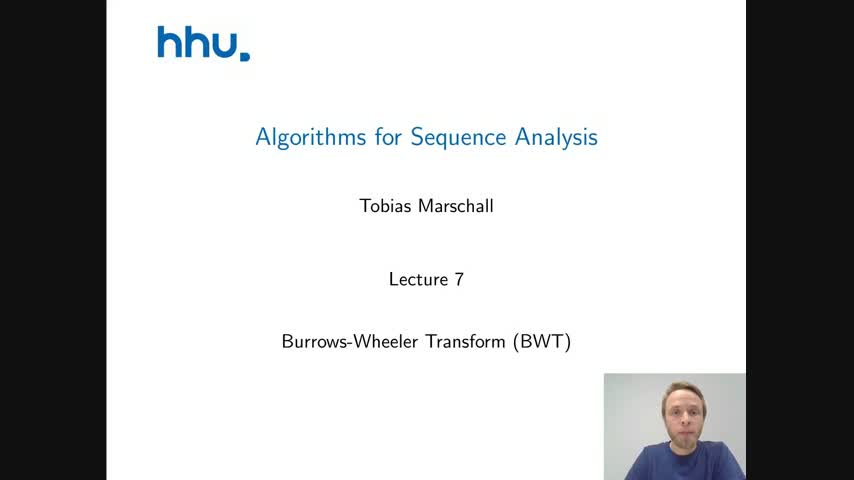 Algorithms for Sequence Analysis Lecture 07