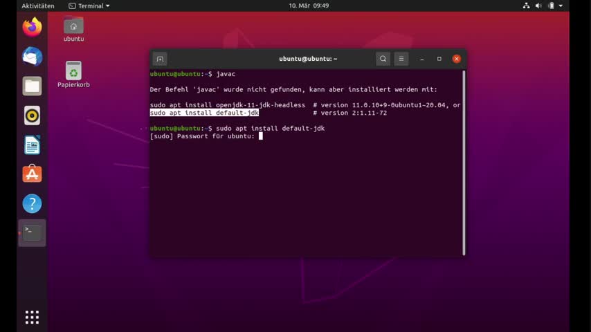 JDK-Installation und Hello World unter Linux