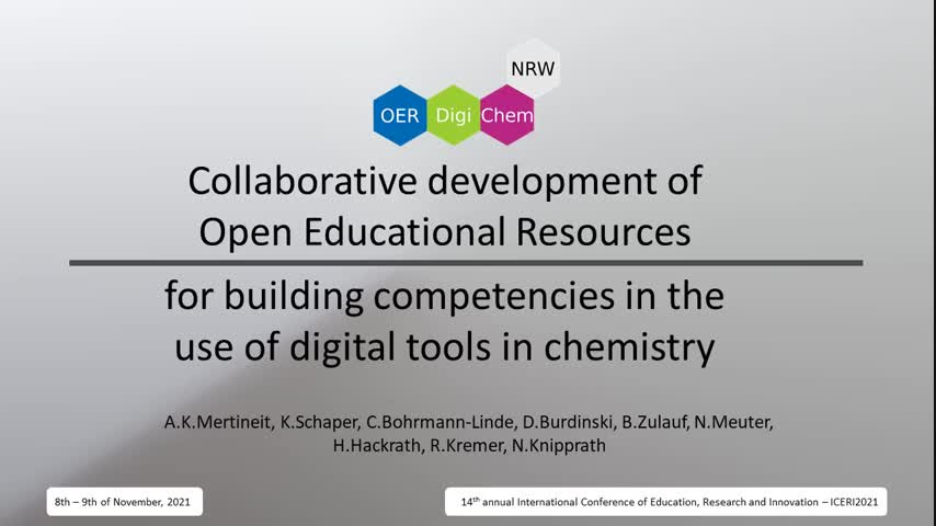 COLLABORATIVE DEVELOPMENT OF OPEN EDUCATIONAL RESOURCES FOR BUILDING COMPETENCIES IN THE USE OF DIGITAL TOOLS IN CHEMISTRY