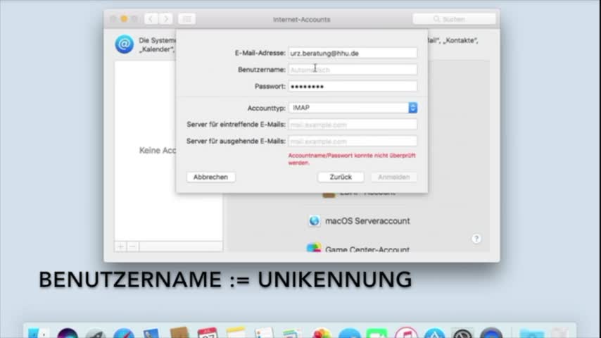 Einrichtung eines Mailaccounts auf dem Mac (LDAP)