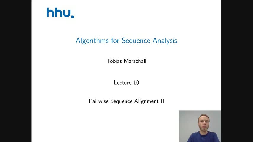 Algorithms for Sequence Analysis Lecture 10