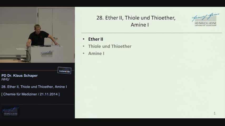 28. Ether II, Thiole und Thioether, Amine I