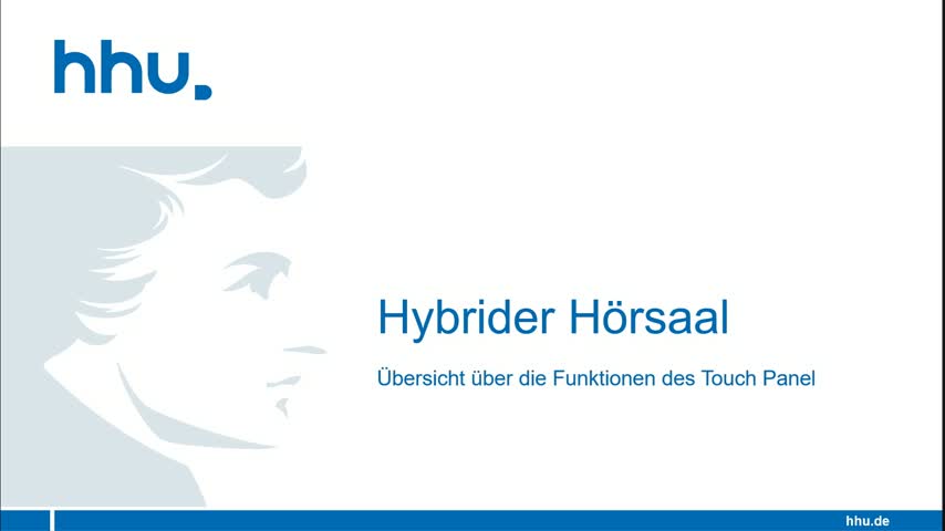 HHU Hybrider Hörsaal (1-3) Übersicht über die Funktionen des Touch Panel