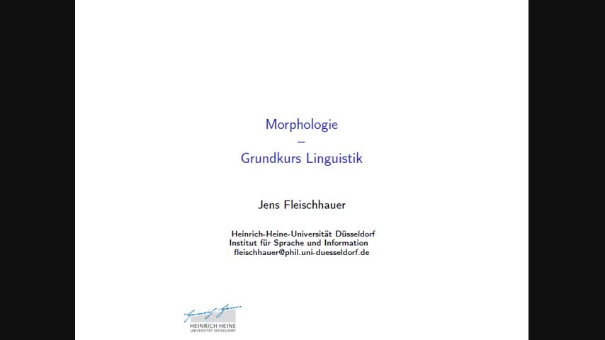Grundkurs Linguistik -- Morphologie